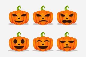 halloween pompoen met verschillend uitdrukking illustratie vector