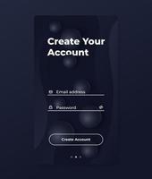 creëren account scherm, app ui ontwerp, vector koppel