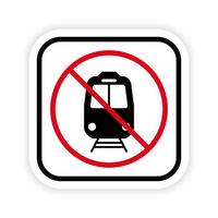 geen trein zwart silhouet verbod icoon. spoorwegvervoer verboden pictogram. spoorweg rood stop cirkel symbool. spoor weg station beperkt teken. alarmtrein verboden. geïsoleerde vectorillustratie. vector