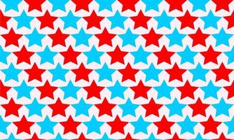 naadloos abstract patroon met geometrische stervormen. vector achtergrondontwerp. blauw, rood op witte kleur. papier, doek, stof, doek, jurk, servet, omslag, afdrukken, cadeau, cadeau, usa vlag concepten