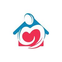liefdadigheid en zorg logo ontwerp. gelukkig huis logo concept. vector