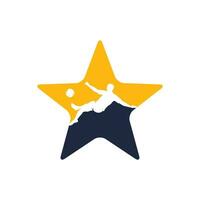 voetbal en Amerikaans voetbal speler Mens ster vorm logo vector ontwerp. modern voetbal speler in actie logo.