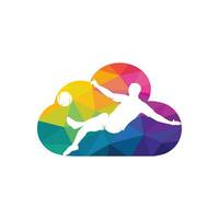 voetbal en Amerikaans voetbal speler Mens wolk vorm logo vector ontwerp. modern voetbal speler in actie logo.