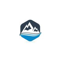 berg logo vector illustraties met water Golf element.