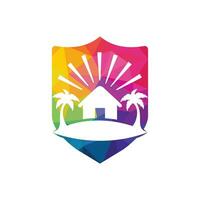 strand huis logo ontwerp. strand toevlucht logo ontwerp. vector