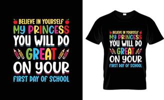 eerste dag van school- t-shirt ontwerp, eerste dag van school- t-shirt leuze en kleding ontwerp, eerste dag van school- typografie, eerste dag van school- vector, eerste dag van school- illustratie vector