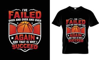 basketbal t-shirt ontwerp, basketbal t-shirt leuze en kleding ontwerp, ik heb mislukt over- en over- en over- basketbal typografie, basketbal vector, basketbal illustratie vector