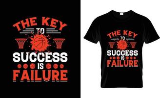 basketbal t-shirt ontwerp, basketbal t-shirt leuze en kleding ontwerp, de sleutel naar succes is mislukking basketbal typografie, basketbal vector, basketbal illustratie vector