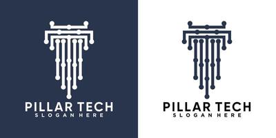 pijler tech logo ontwerp met stijl en cretive concept vector