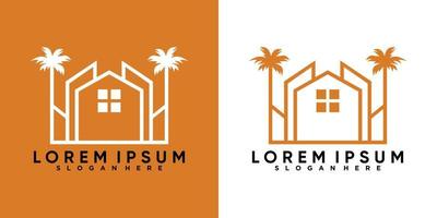 palm en gebouw logo ontwerp met stijl en creatief concept vector