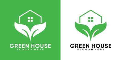 groen huis logo ontwerp met creativ concept vector