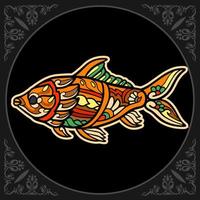 kleurrijk goudvis mandala kunsten geïsoleerd Aan zwart achtergrond vector