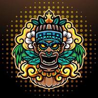 tiki masker hoofd mascotte. e sport logo ontwerp vector