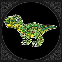 kleurrijk tyrannosaurus rex mandala kunsten geïsoleerd Aan zwart achtergrond vector