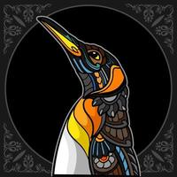kleurrijk pinguïn mandala kunsten geïsoleerd Aan zwart achtergrond vector