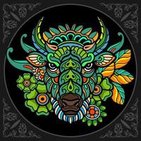 kleurrijk bizon mandala kunsten geïsoleerd Aan zwart achtergrond vector
