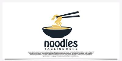 ramen noodle logo ontwerp illustratie voor restaurant icoon met creatief element premie vector een deel 30