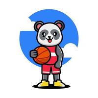 gelukkig panda spelen basketbal vector