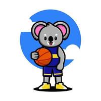 gelukkig koala spelen basketbal vector