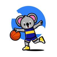 gelukkig schattig koala spelen basketbal vector