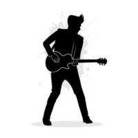 silhouet van Mens spelen gitaar geïsoleerd Aan wit achtergrond vector