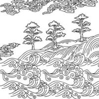 afdrukken ontwerp Aziatisch landschap schilderij schets vector