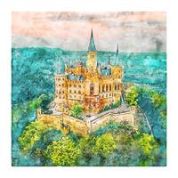 burg hohenzollern Duitsland waterverf schetsen hand- getrokken illustratie vector