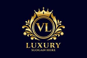eerste vl brief Koninklijk luxe logo sjabloon in vector kunst voor luxueus branding projecten en andere vector illustratie.