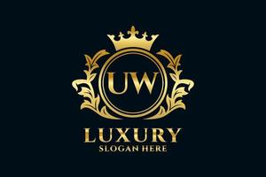 eerste u W brief Koninklijk luxe logo sjabloon in vector kunst voor luxueus branding projecten en andere vector illustratie.