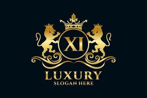 eerste xi brief leeuw Koninklijk luxe logo sjabloon in vector kunst voor luxueus branding projecten en andere vector illustratie.