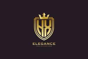 eerste kx elegant luxe monogram logo of insigne sjabloon met scrollt en Koninklijk kroon - perfect voor luxueus branding projecten vector