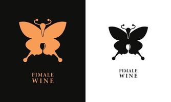 abstract vrouw wijn icoon logo vector