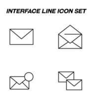 gemakkelijk monochroom vector symbolen geschikt voor appjes, boeken, winkels, winkels enz. lijn pictogrammen reeks met tekens van verschillend omhult net zo tekens van post en berichten