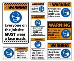 waarschuwing draag een set gezichtsmaskers vector