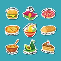 wereld voedsel dag stickers verzameling vector