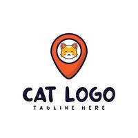 tekenfilm schattig kat plaats logo ontwerp vector