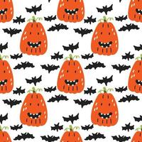 pompoen vleermuizen halloween patroon vector