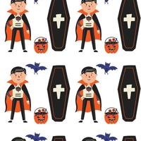 vampier lijkkist knuppel halloween patroon vector