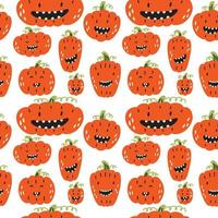 oranje pompoen tekens halloween patroon vector