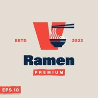 ramen alfabet v logo vector