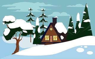 landschap van winter en huis vector