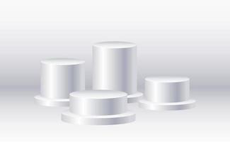 zilver 3d cilinder reeks voorkant visie en niveaus vector