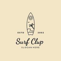 surfplank met surfclub logo ontwerp vector illustratie sjabloon