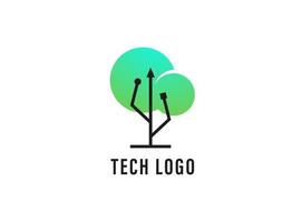 universeel serieel bus of USB boom met groen bladeren logo ontwerp vector