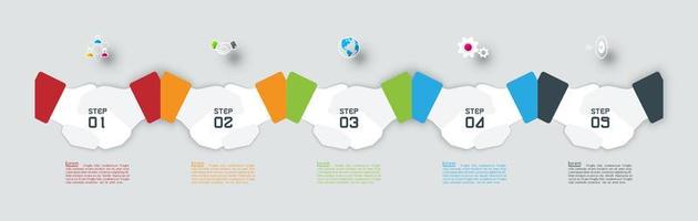 horizontale papieren handdruk infographic vector