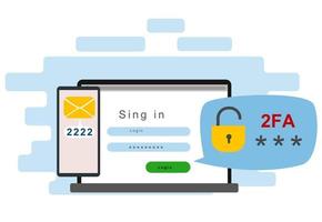 de concept van twee-factor authenticatie veiligheid. vector