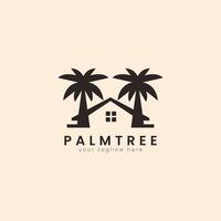 palm huis boom logo sjabloon. kan worden gebruikt voor tropisch strand huis hotel of toevlucht logo ontwerp vector illustratie