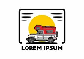 gedrongen camper auto illustratie insigne vector