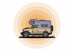 gedrongen camper auto illustratie insigne vector