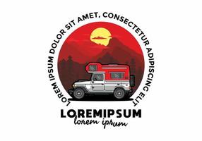 gedrongen camper auto illustratie insigne vector